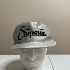 Rare Supreme Silver Cap 5 Panel Metallic Logo Streetwear